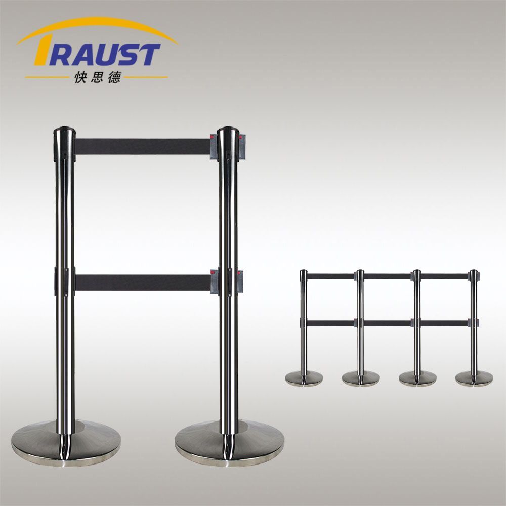 6 Crowd Control Stanchion Posts With Double Retractable Belt.jpg